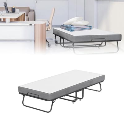 Opklapbaar Logeerbed - Klapbed Gastenbed - Ruimte Besparen - Met 13cm Traagschuim - 88 x 200 cm - Zwart Wit Grijs