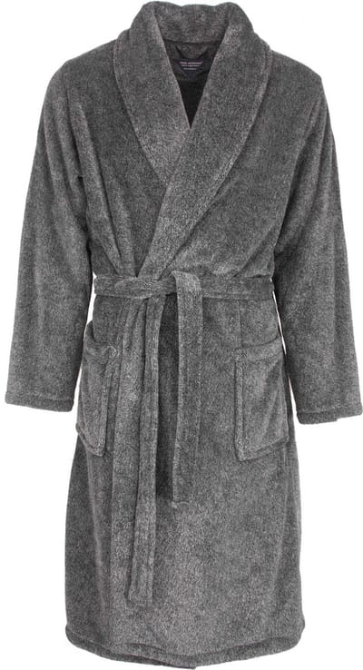 Paul Hopkins Heren Badjas - Tailleceintuur - Fleece - Grijs - Maat S