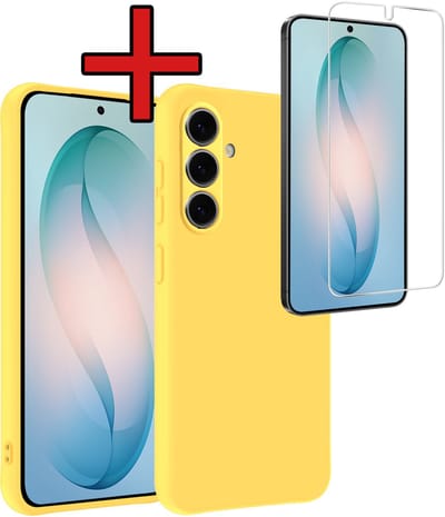 Hoesje - Met Screenprotector - Geschikt voor Samsung Galaxy S26 - Sterk & Shockproof - Telefoon Hoes - Back Cover - Siliconen Case - Telefoonhoes - Geel
