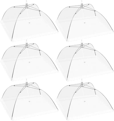 Set van 6 Vouwbare Voedselbeschermers van Gaas, 33 × 33 cm, Ideaal voor Fruit, BBQ en Picknick, Effectieve Vliegbescherming