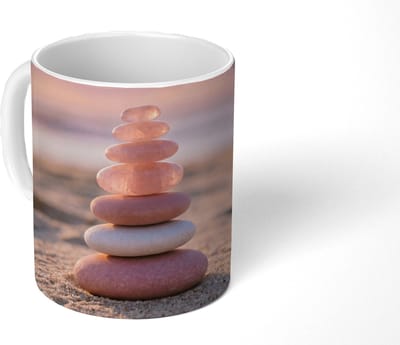Mok - Koffiemok - Stenen - Zand - Roze - Mokken - 350 ML - Beker - Koffiemokken - Theemok
