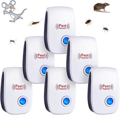 SnelShoppen - 6 Stuks Ultrasonic Insecten- en Muizenbestrijders - Ongediertebestrijding voor Spinnen, Krekels, Mieren, Vliegen en Muggen - Veilig voor