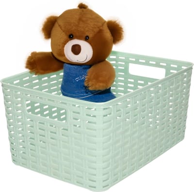 Plasticforte Opbergmand - Kastmand - rotan kunststof - mintgroen - 10 Liter - 22 x 33 x 16 cm