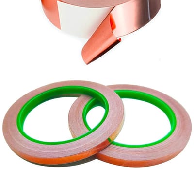 Dubbelzijdige koperen folie tape 8 mm x 20 m voor EMI en HF afscherming, elektrisch onderhoud en papiercircuits