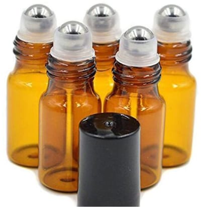 Dailygoods- Glazen Flessen 5ml - Beugelfles - Glazen Flessen met Dop - Glazen Flessen met Schenktuit - Refillbare Flessen - 24 Stuks - Olieflessen