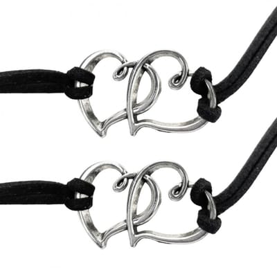 2 Armband -zwart -hart -vrienden - Charme Bijoux