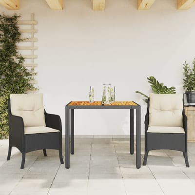 vidaXL - 3-delige - Tuinset - met - kussens - poly - rattan - zwart