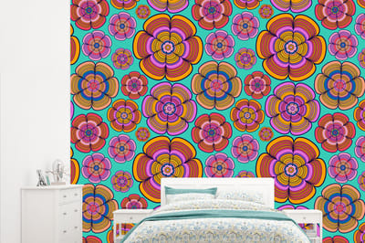 Behang - Fotobehang Design - Flower Power - Kleuren - Breedte 315 cm x hoogte 260 cm