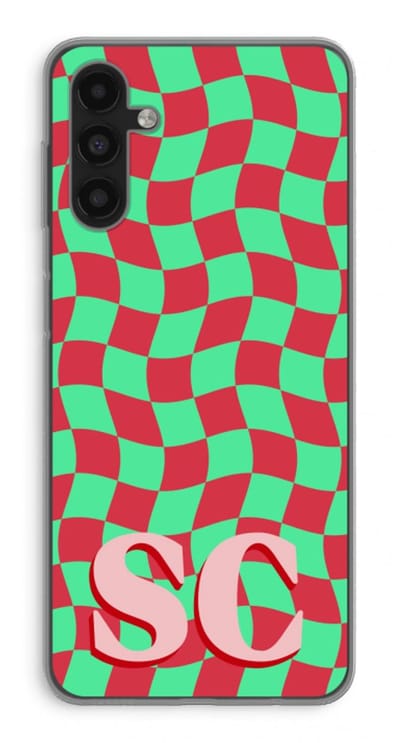 Gepersonaliseerd - Case Company® - Hoesje geschikt voor Samsung Galaxy A04s hoesje - Grid Monogram - Soft Cover Telefoonhoesje - Bescherming aan alle Kanten en Schermrand