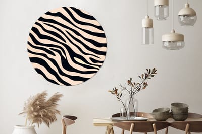 WallCircle - Wandcirkel - Muurcirkel - Zebraprint - Dynamisch - Roze - Aluminium - Dibond - 120x120 cm - Binnen en Buiten XXL