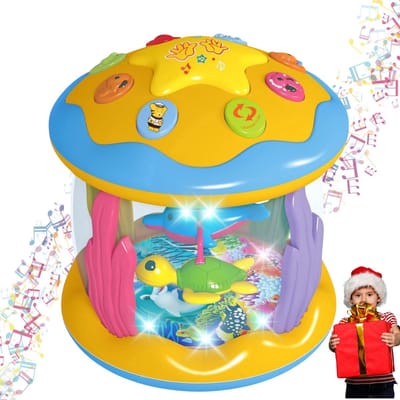 Baby Muziek Speelgoed – Roterende Projector met Licht & Muziek – Sensorisch Aquarium Speelgoed voor Baby’s & Peuters 1-4 Jaar – Cadeau voor Verjaardag