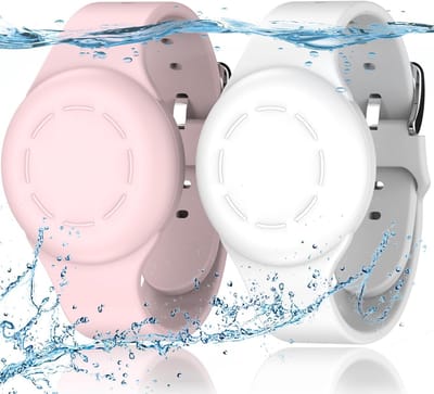 2 stuks Waterdichte for Air Tag Armbanden voor Kinderen Compatibel met Air Tag Finders met Zachte Silicone, Anti Lost GPS Item Finders Case Cover voor Kinderen, Wit/Roze