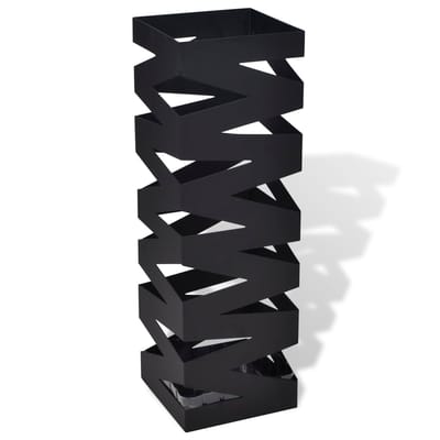 vidaXL - Paraplu- - en - wandelstokhouder - vierkant - 48,5 - cm - staal - zwart