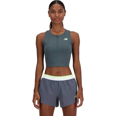 New Balance Nauwsluitende racetanktop voor dames (Grijs)