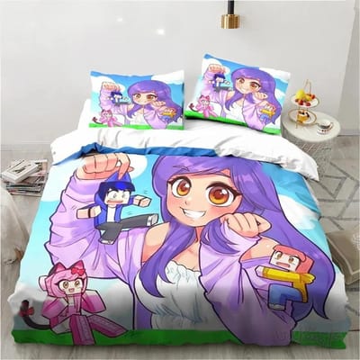 Cartoon Spel Schattige Aphmau met Vleugels Beddengoedset Jongens Meisjes Eenpersoons Tweepersoons Kingsize Dekbedovertrek Kussensloop Bed jongens Volwassene 135x200cm 2pcs