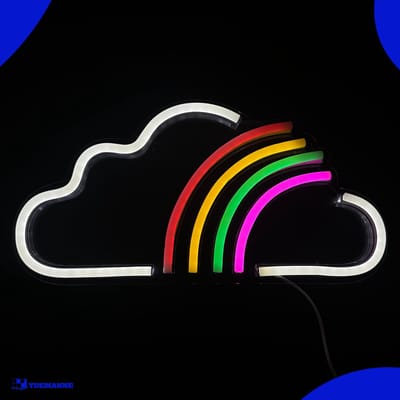 Neon Lamp - Wolk Regenboog - Dimbaar - Incl. Ophanghaakjes - Neon Sign - Neon Verlichting - Neon Led Lamp - Wandlamp