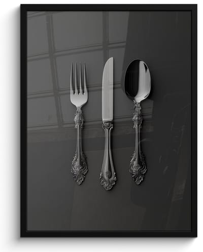 Poster in lijst - Fotolijst 50x70 cm - Posters - Bestek - Zwart - Posterlijst zwart - Decoratie - Wanddecoratie woonkamer - Muurdecoratie slaapkamer