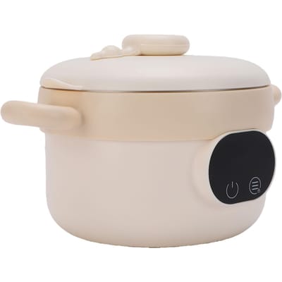 Bol Chauffe-Plat Électrique 470ML Sans Eau Acier Inoxydable Sans Fil Rechargeable Boîte à Lunch Isotherme pour Aliments pour Bébé Type 1 beige