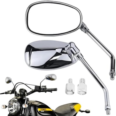 Verstelbare 10mm Achteruitkijkspiegel voor Motoren, Scooter en ATV - Inclusief Bevestigingsschroef en Chrome Afwerking