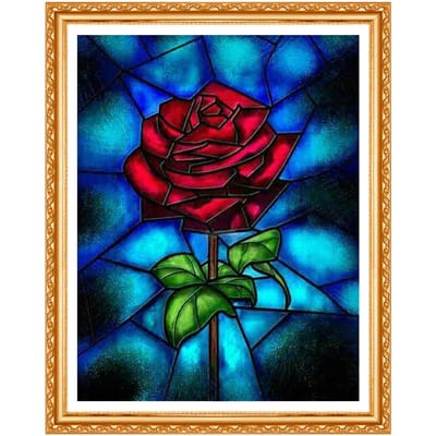 Rode roos diamant muurschildering DIY 5D diamant schilderij rode roos borduurwerk steentjes bloem 20X30CM blue