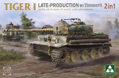 Takom Modelbouwpakket Militaire voertuigen - 2199 Tiger I Late Production w/zimmerit - Sd.Kfz. 181 Pz.Kpfw. VI Ausf. E (Late/Late Command) Plastic - 1:35 - Modelbouw