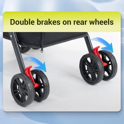Huisdierwagen Opvouwbaar - Hondenbuggy Kattenwagen - Comfortabel Reizen - Ruime Ademende Cabine - 70 Cm Hoog - Zwart