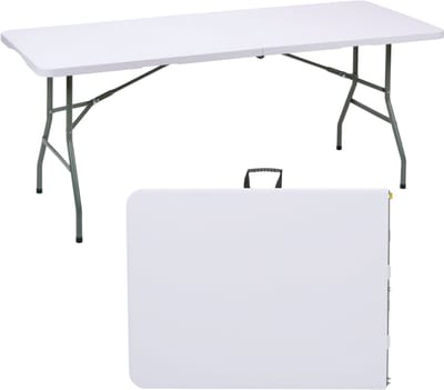 Opvouwbare Tafel Inklapbare Tafel 180x70x74 cm - Klaptafel met Draaghandvat en Veiligheidsslot - Vouwtafel Kunststof Rechthoekig - Campingtafel Inklapbaar - Wit