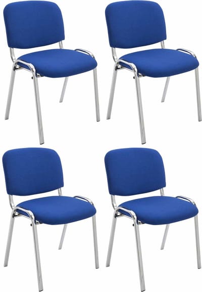 CLP Ken Set van 4 stoelen - Chroom - Stof blauw
