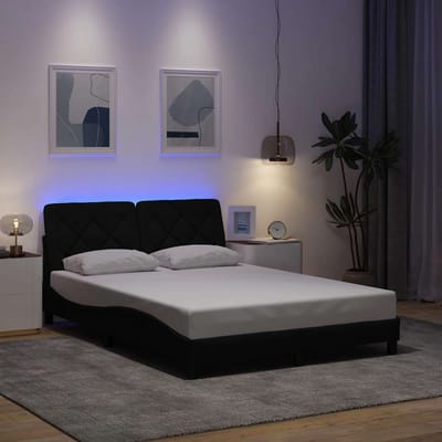 vidaXL - Bedframe - met - LED - zonder - matras - 140x190 - cm - stof - zwart