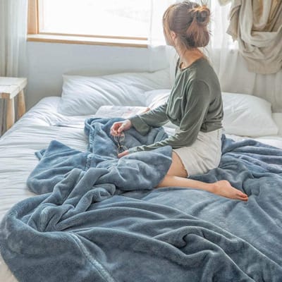 fleece werpdekens Reisformaat - Superzachte donzige warme stevige bedspreien voor bank Microfiber deken -Mist blauw_200 × 230 cm 4.8 kg