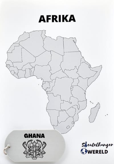 Ghana Sleutelhanger inclusief kaart – Ghana cadeau – beste land- Leuk kado voor je Vriend om te geven - 2.9 x 5.4CM