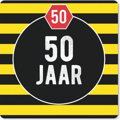 Muismat 20x20 cm - Mousepad Design - 50 Jaar - Geel - Muismatten