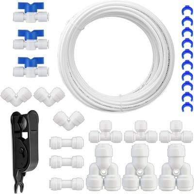 Universele Aansluitset voor RO Waterfilter, 10 m Slang voor Koelkast en Waterfilter met Afsluitklep en Diverse Aansluitingen