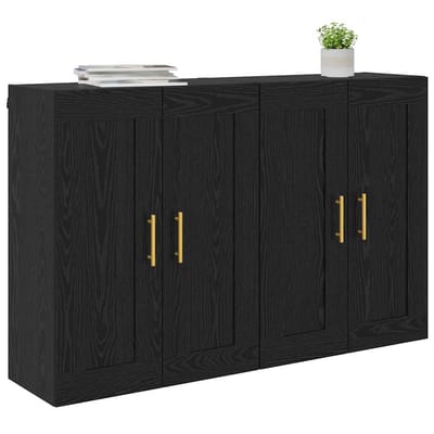 vidaXL - Wandkast - 2 - st - Zwart - Eiken - 69,5 - x - 34 - x - 90 - cm - Bewerkt - hout