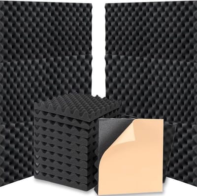 24 Stukken Geluidsisolatie Akoestische Schuim Zelfklevende Akoestische Panelen 30 x 30 x 2.5 cm Hoge Dichtheid Geluidsisolatie Zelfklevende voor Studio - Kantoor - Geluidsabsorberende Platen