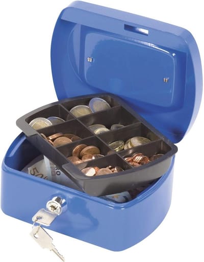 Geldcassette Blauw met Cilinderveiligheidsslot en Sleutels