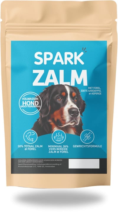 Spark - Volwassen Hondenbrokken - Groot Hondenras - Zalm met Forel, Zoete Aardappel & Asperge - Hypoallergeen - Graanvrij - 2KG