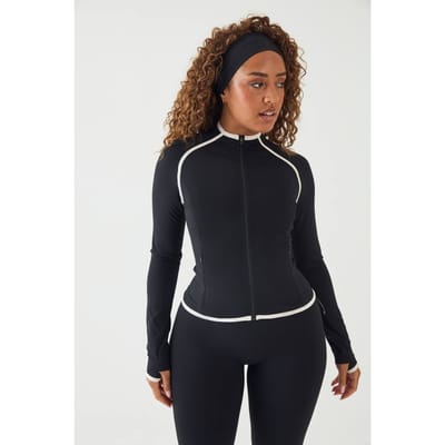 Dames Dsgn Studio Sculpt Contrast Ritssluiting Sportjack | Zwart | Maat: XS
