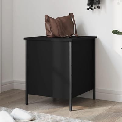 Opbergbank Hout - Zitbank Tuin - Extra Opbergruimte - Robuuste Constructie - 64.5 cm Breed - Zwart