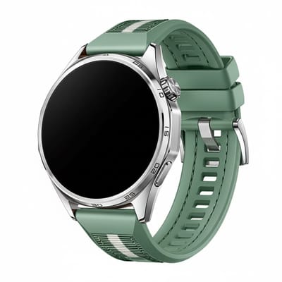 Hyride nylon + siliconen bandje - geschikt voor Huawei Watch GT Runner 2 / GT 2(e) 46 mm / GT 3 / 4 / 5 (Pro) 46 mm / Watch 3 (Pro) / Watch 4 (Pro) / GT 6 (PRO) 46mm - groen
