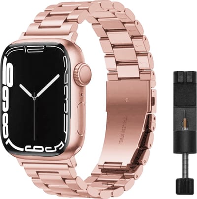 MY PROTECT - Luxe Metalen Bandje - Geschikt Voor Apple Watch Bandje - Series 1/2/3/4/5/6/7/8/9/10/SE/Ultra - 44mm - 45mm - 46mm - 49mm - Rosé