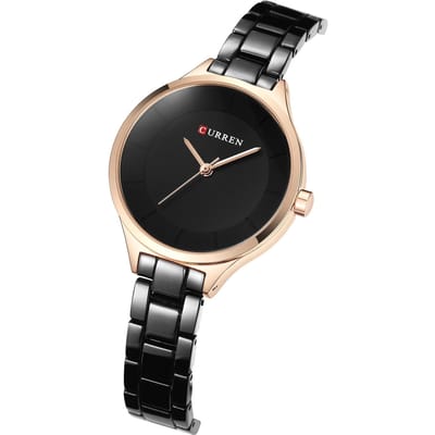 CURREN 9015 quartz horloge voor dames Modieus vrouwelijk dresshorloge voor zakelijk casual waterdicht rosé gouden kleur/zwart