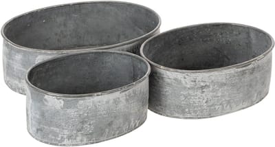 Decoratieve metalen schaal, ovaal, grijs, L22,5/19,5/16 cm, set van 3