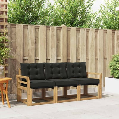 vidaXL - Buiten - bank - set - 3 - st - Wit - en - zwart