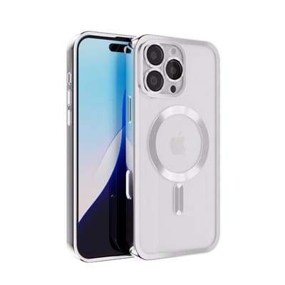 Coverzs hard case met camera cover geschikt voor iPhone 15 Pro Max (zilver) - camera cover, hard case, premium bescherming
