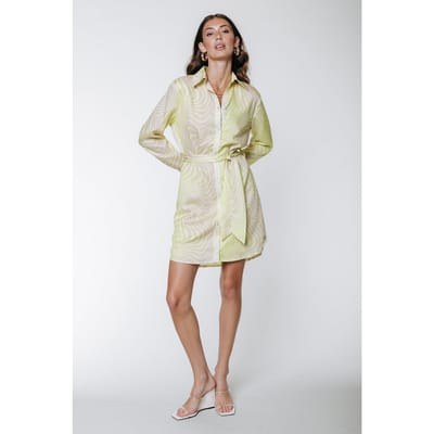 Colourful Rebel Tori Liquid Mini Shirt Dress Lime Maat: S | Blousejurken Outlet | Dames | Groen