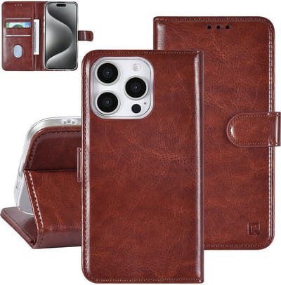 Multimedia & Accessoires PU Lederen Book Case Hoesje geschikt voor Apple iPhone 16 Pro – Bruin - Portemonnee – Met Stand – Kaarthouder – Pasjes Houder – 3 Pasjes - Magneet Sluiting – Bookcase