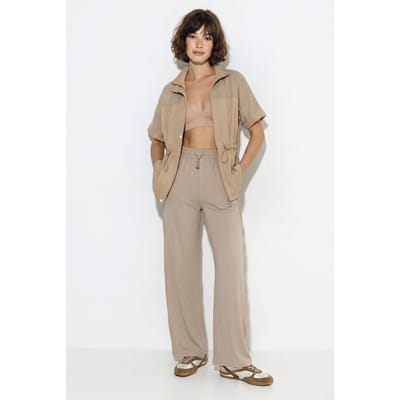 Effen Wijde Pantalon en Cardigan Set