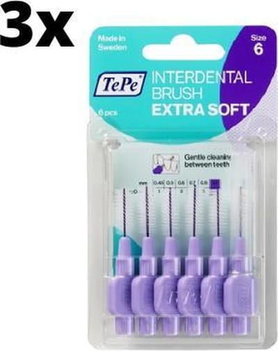 TePe Extra Soft Lila 1,10mm 3 x 6 stuks - Voordeelverpakking