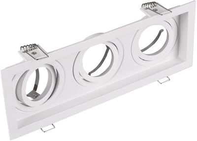 Spot Armatuur GU10 - Trion Kenan - GU10 Inbouwspot - Rechthoek - 3-lichts - Wit - Aluminium - Verdiept - Kantelbaar - Ø90